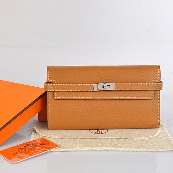 High Quality Hermes Kelly Wallet Togo Leather Bi-Fold Purse A708 Camel Fake